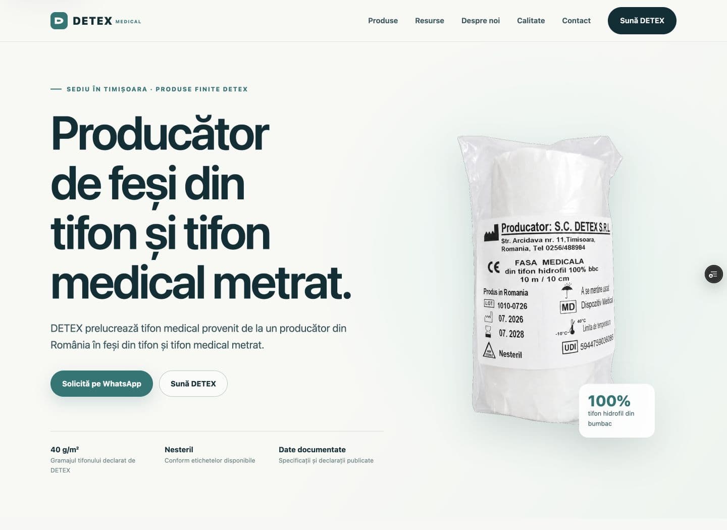 DETEX Medical B2B product website